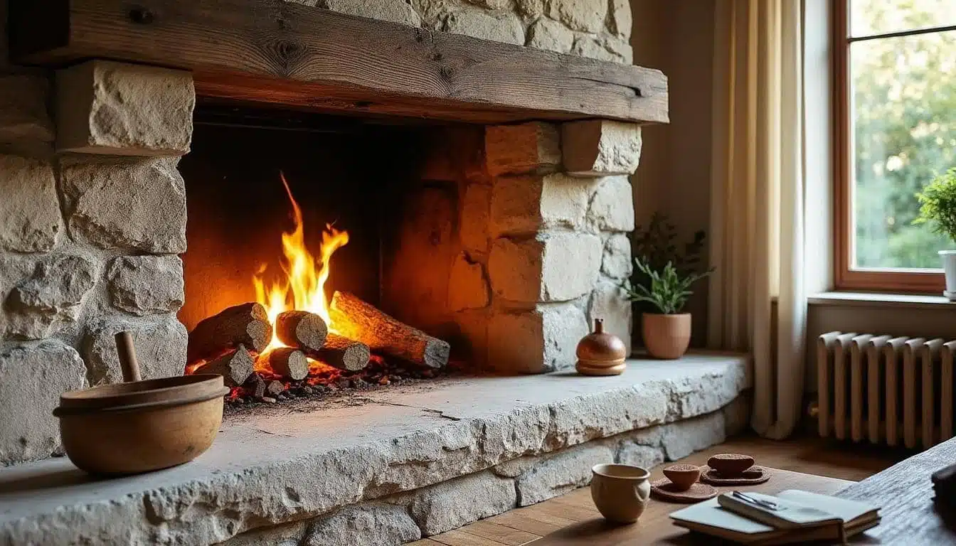 Cheminee Sur Mesure Pierre Chalet Traditionnel Combloux
